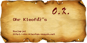 Ohr Kleofás névjegykártya
